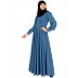 Umbrella abaya with potli buttons neck design- French Blue Umbrella abaya with potli buttons neck design- French Blue
